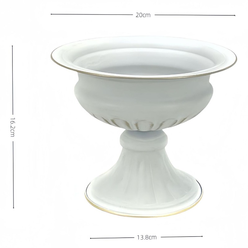 White iron flower vase