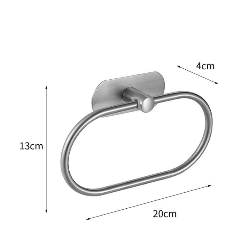 Stainless steel no-drill towel ring