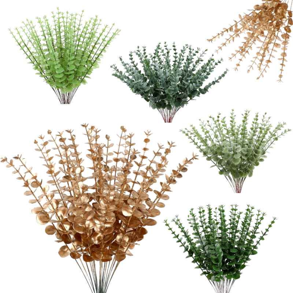 Artificial green plant single eucalyptus stem