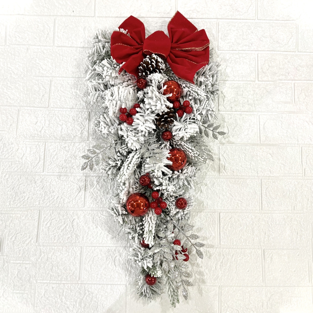 60cm Red Flocked Upside-Down Tree