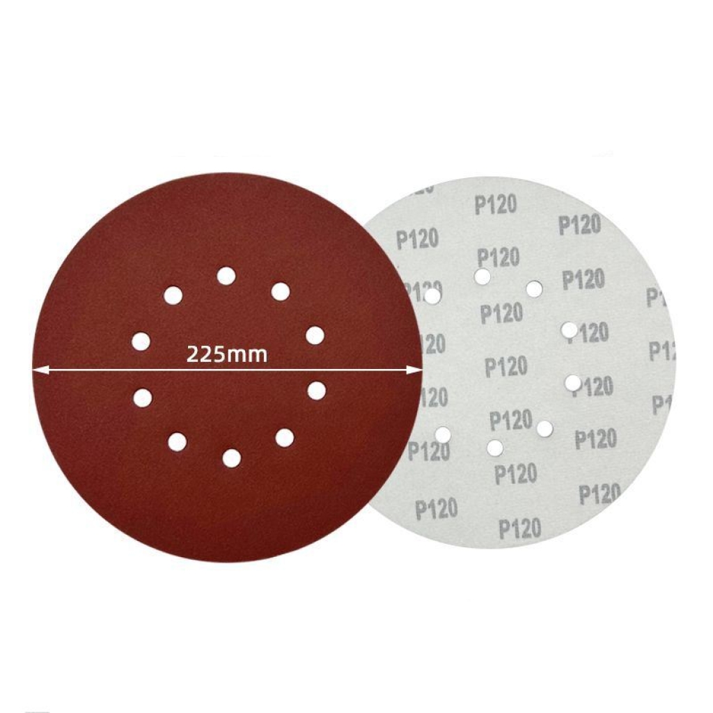 9-inch round flocked sandpaper with 8 holes