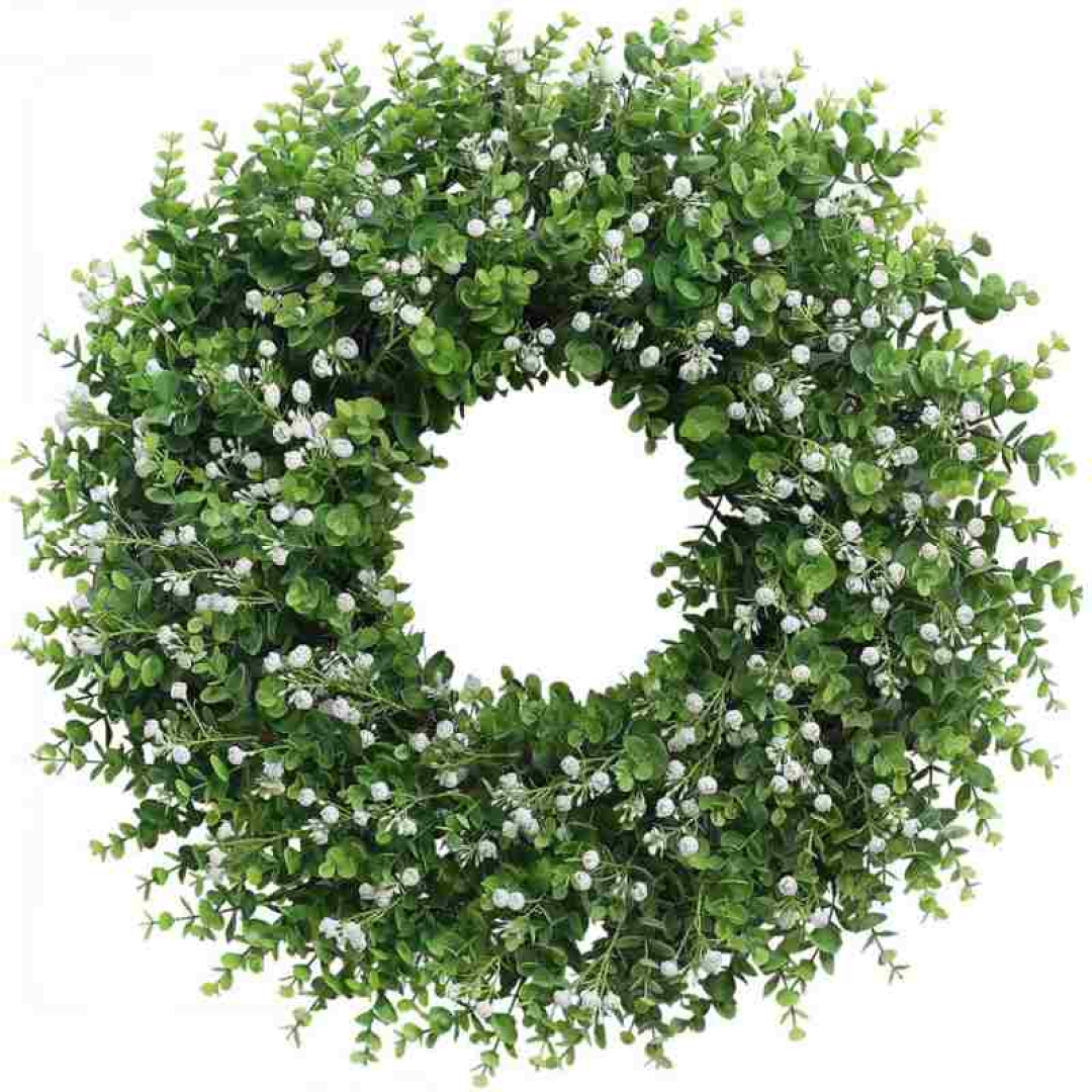60cm artificial eucalyptus wreath with flowers