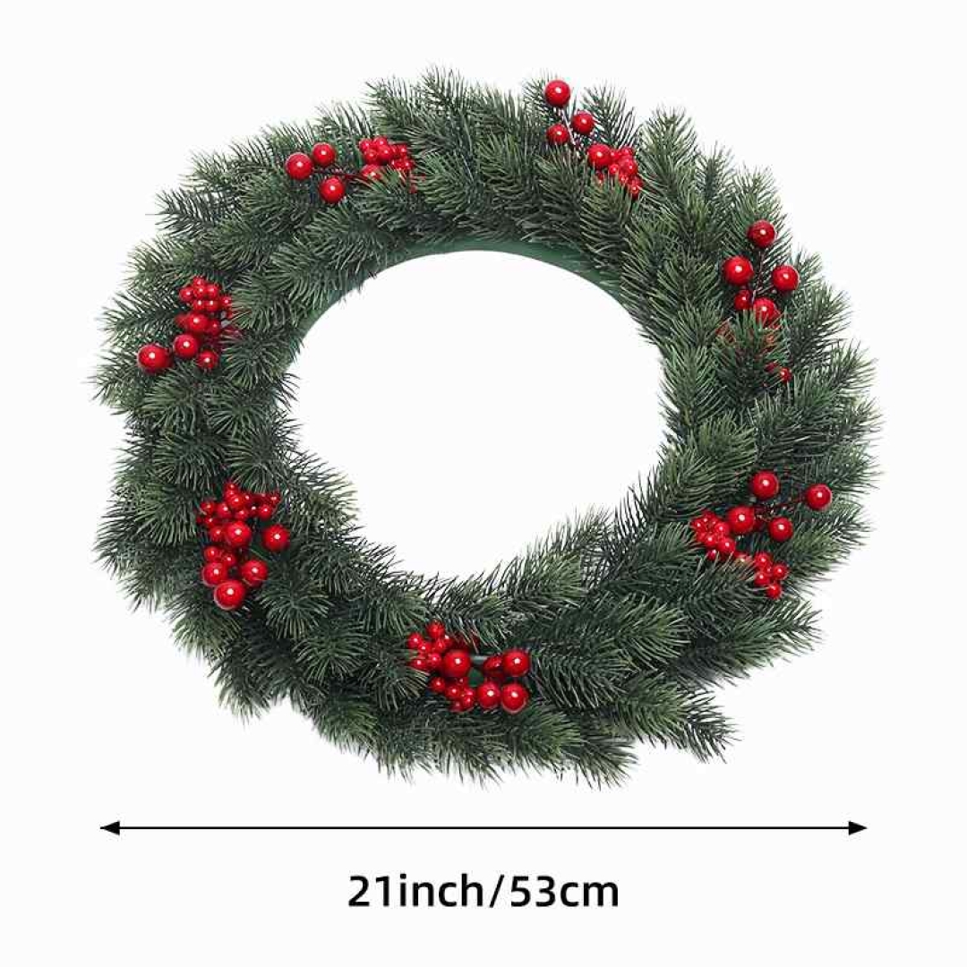 53cm Plastic Pine Needle Wreath
