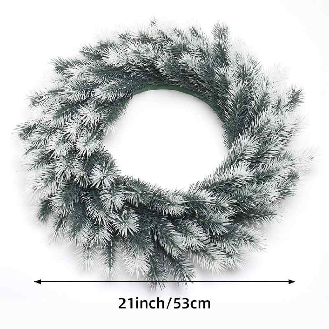 53cm Plastic White Pine Needle Wreath