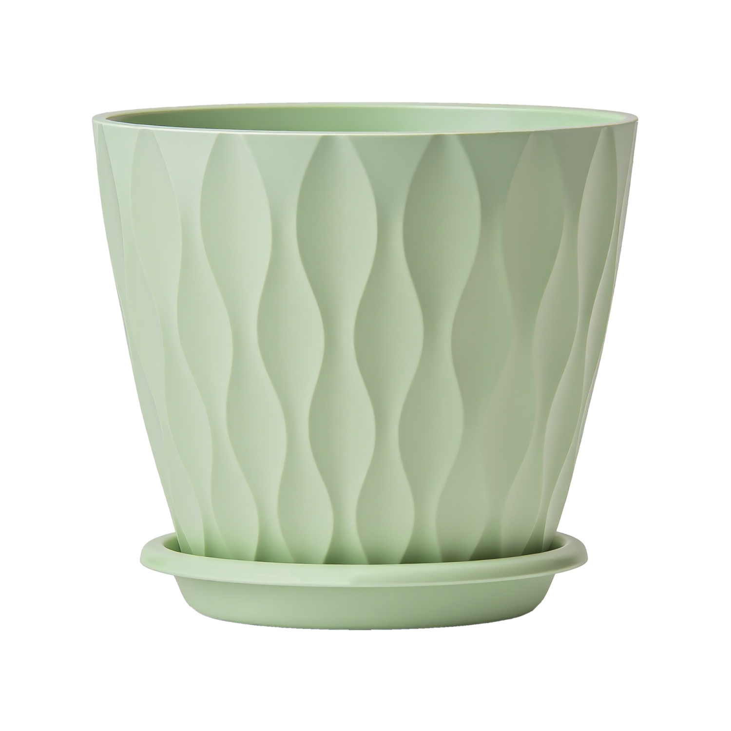 Plastic flower pot with saucer