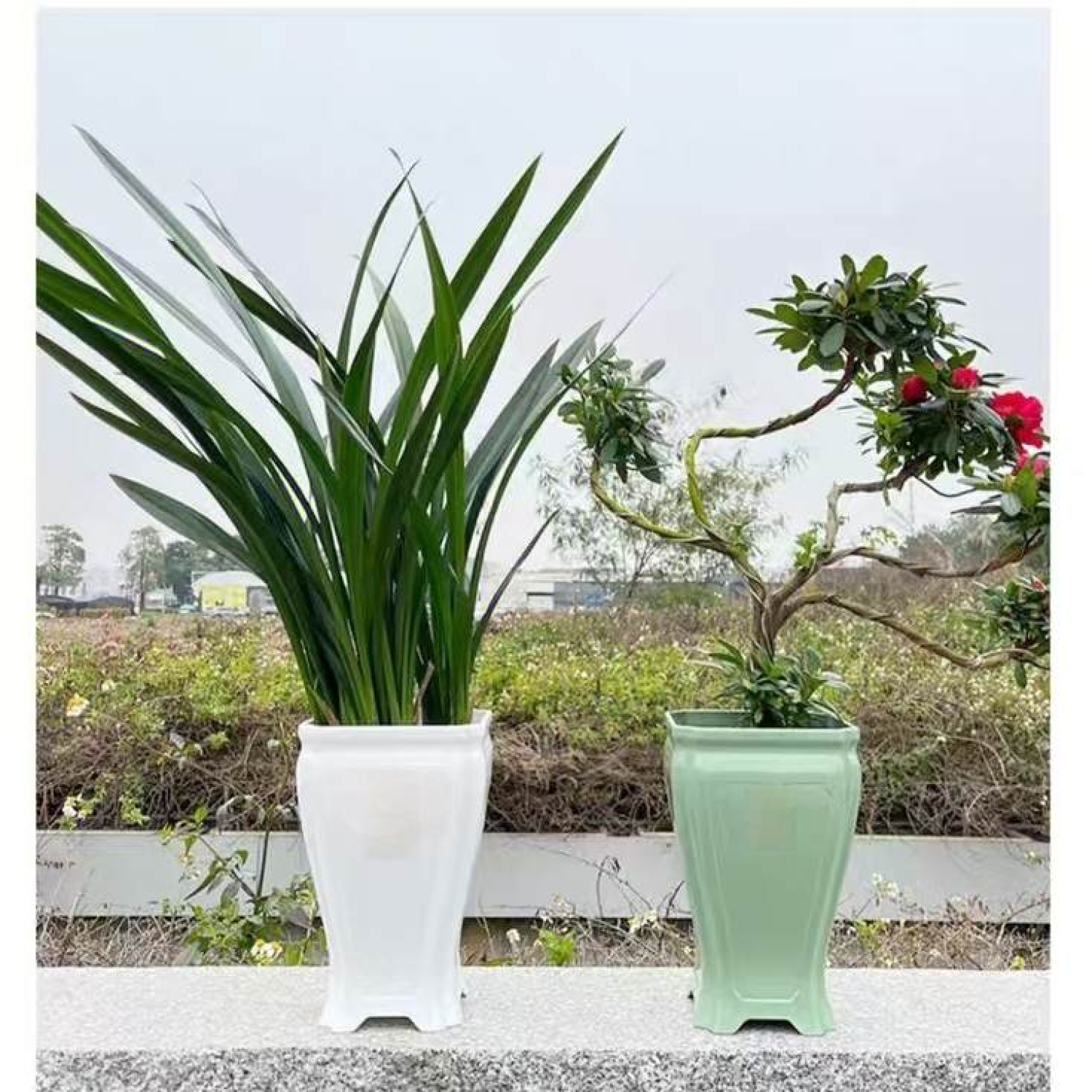 Wholesale plastic flower pots with bases