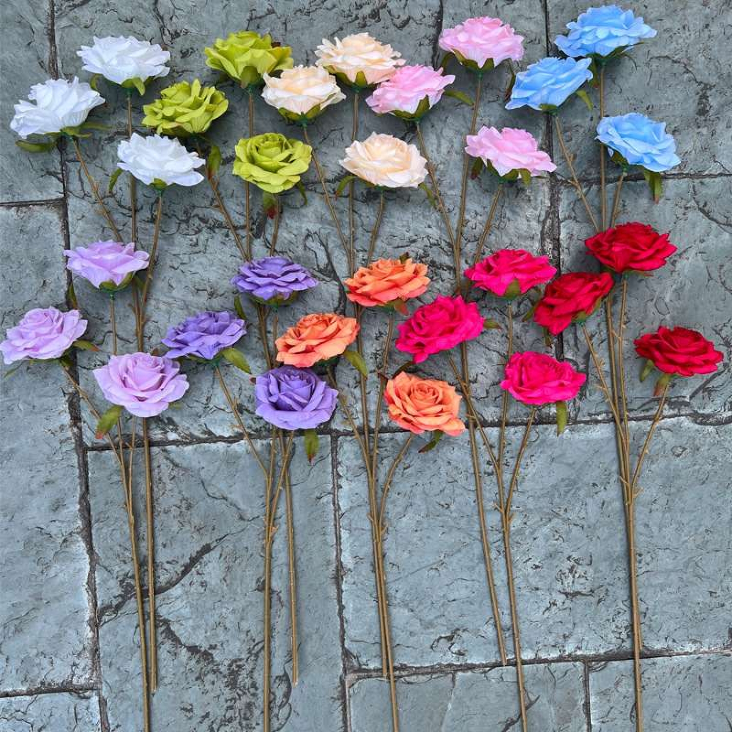 Three-headed artificial rose