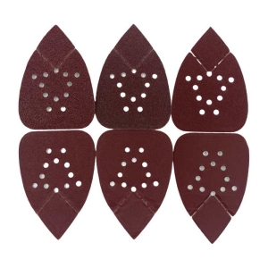 135*98mm triangle flocked sandpaper sheet with 12 holes