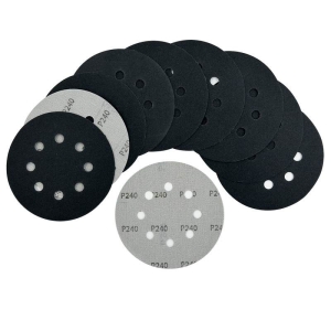 Black silicon carbide 4.5-inch and 5-inch round sandpaper with 8 holes
