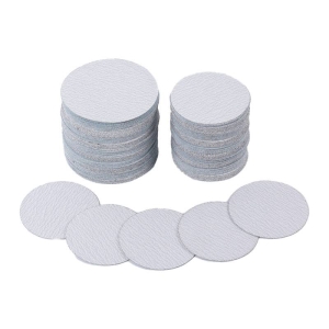 2-inch, 3-inch, 4-inch, 5-inch, 6-inch, 7-inch, and 9-inch round flocked white sandpaper
