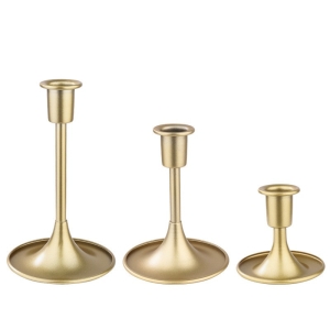 Trumpet-shaped vintage gold candlestick