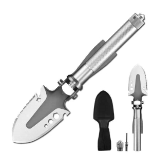 Three-in-one tool: shovel, hoe, and pickaxe