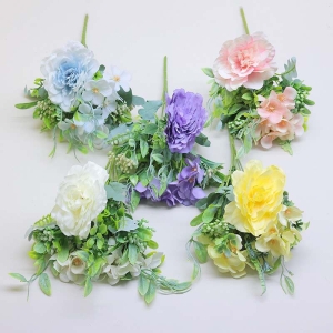 Artificial roses and camellias bouquet