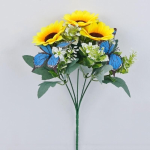 Artificial sunflower with butterflies