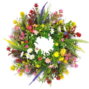 A wreath composed of multiple simulated plants
