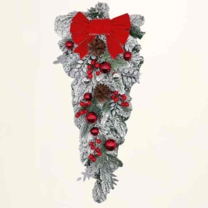 Christmas flocked door hanging wreath decorations