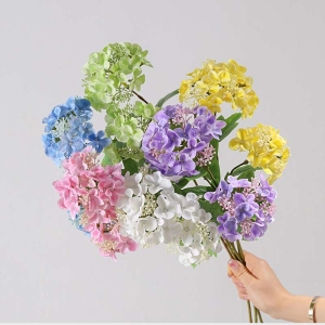 Decorative artificial hydrangea with two flower heads