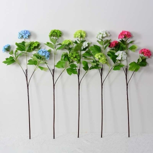 Artificial hydrangea with three artificial flower heads