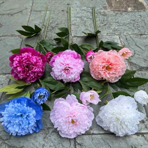 Artificial peony with two flower heads