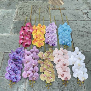 Multi-colored artificial Phalaenopsis orchids with a hand feel