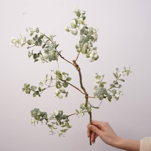 Frosted artificial eucalyptus branch