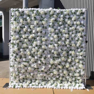 White artificial Eucalyptus and Rose wall
