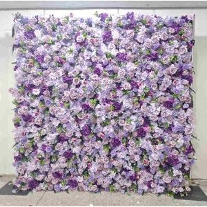 Artificial purple peony and other plants wall