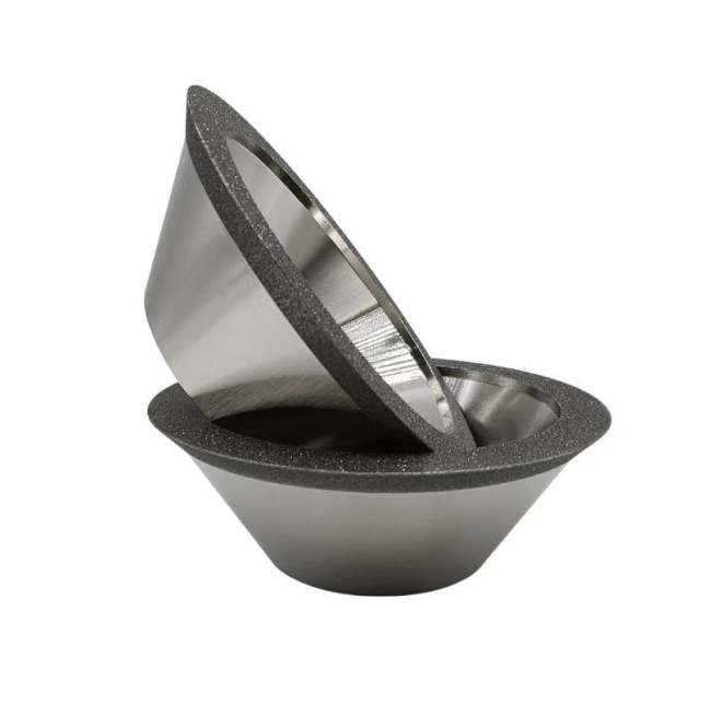 45-degree slotted, beveled bowl-shaped diamond sharp and wear-resistant grinding wheel