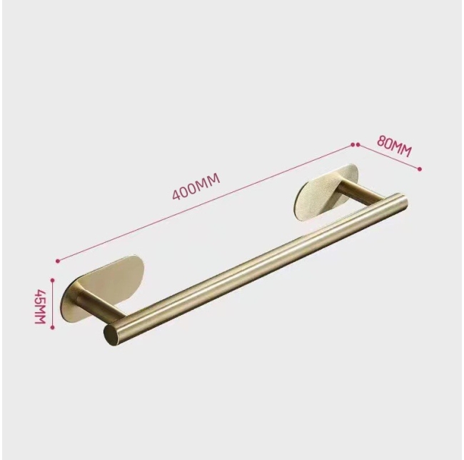Stainless steel no-drill towel bar