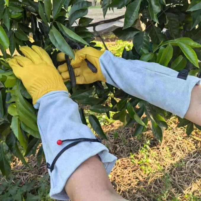 Leather gardening gloves