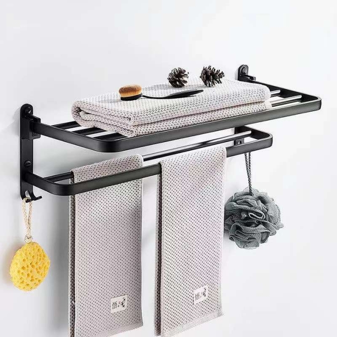 304 Stainless steel black bathroom shelf