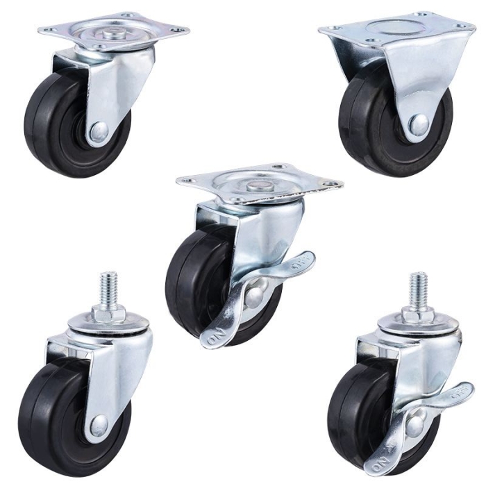 2-inch, 2.5-inch and 3-inch Black rubber wheels