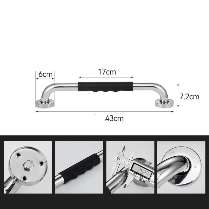 Dia25mm 304 stainless steel 300-600mm silicone handle bathroom grab bar