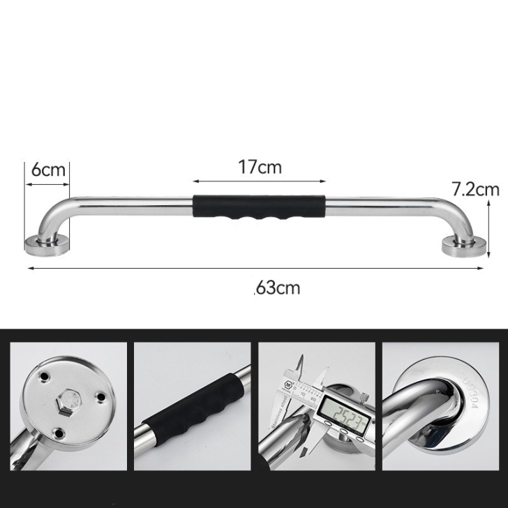 Dia25mm 304 stainless steel 300-600mm silicone handle bathroom grab bar