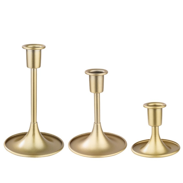Trumpet-shaped vintage gold candlestick