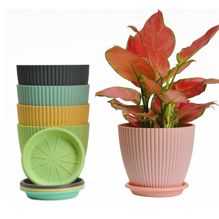 Colorful Plastic striped flower pot