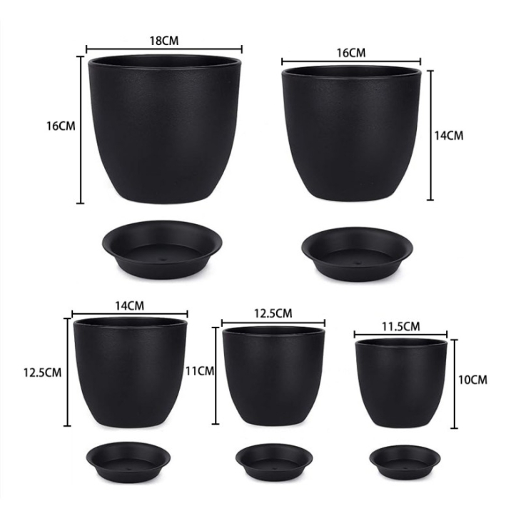 Plastic flower pot with drainage hole tray