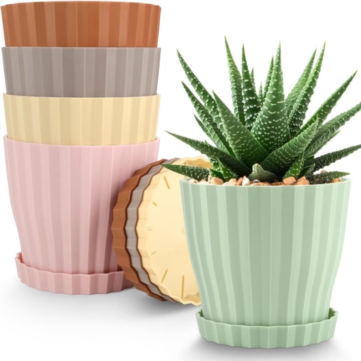 6-inch striped colored flower pot