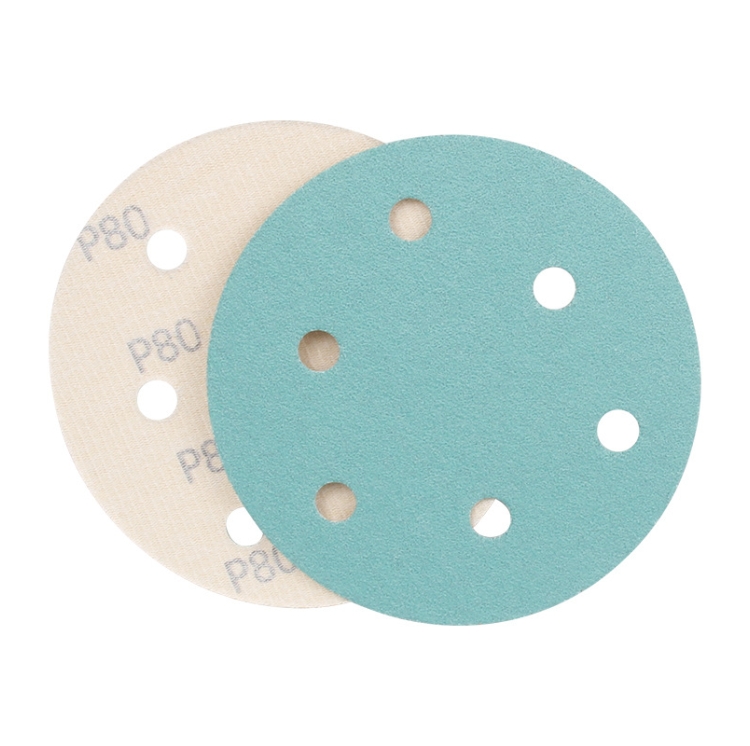 5-inch round flocked green sandpaper with 6 holes