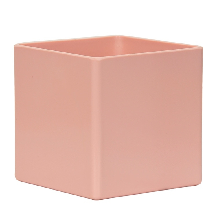 Simple cube-shaped plastic flower pot