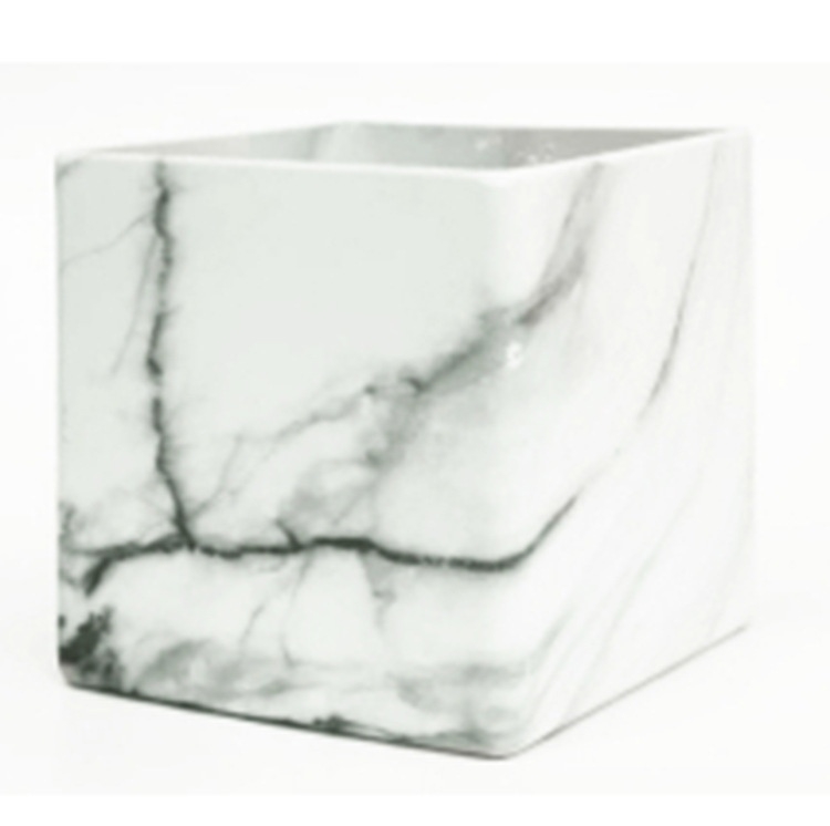 Simple cube-shaped plastic flower pot