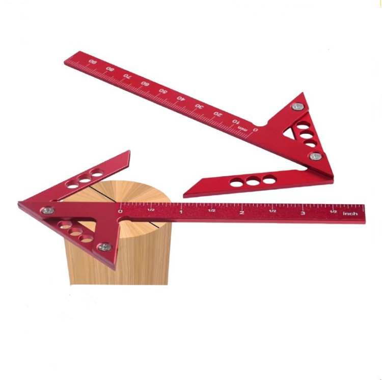 45-degree angle woodworking measuring ruler with aluminum alloy center marking