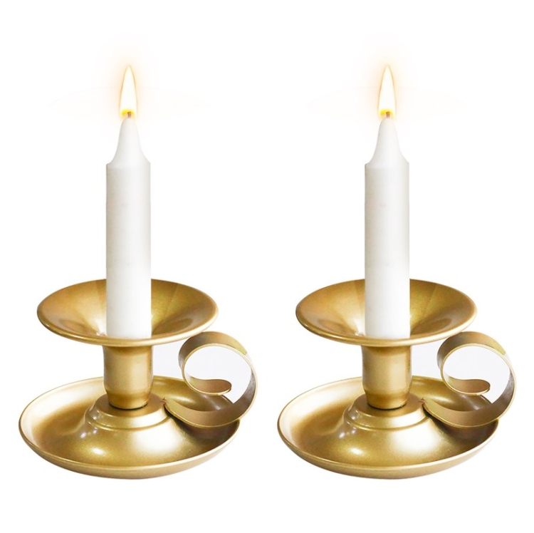 Gold and black candle holder with handle