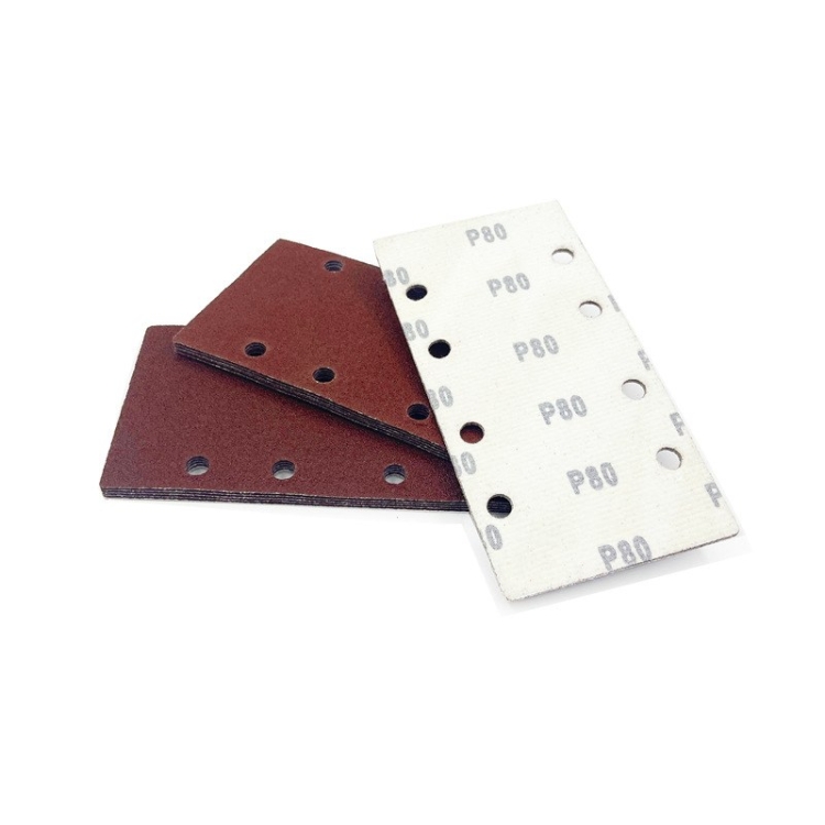 185*93mm rectangular flocked sandpaper sheet with8 holes