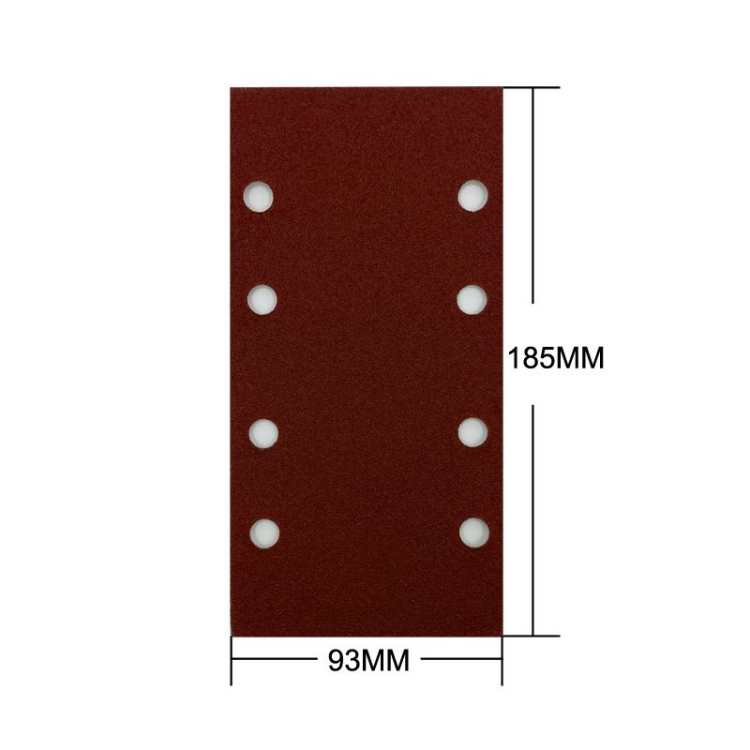 185*93mm rectangular flocked sandpaper sheet with8 holes