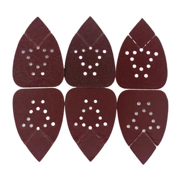 135*98mm triangle flocked sandpaper sheet with 12 holes