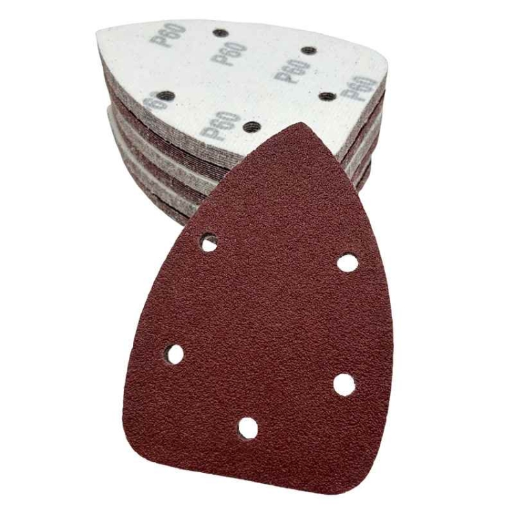 140*90mm triangle flocked sandpaper with 5 holes