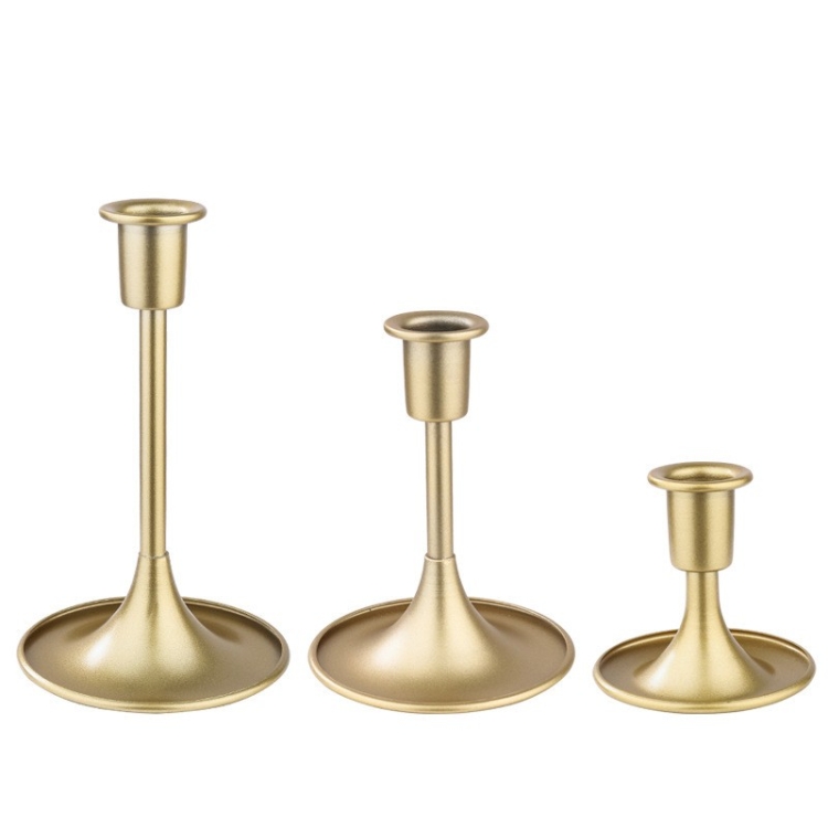 Trumpet-shaped vintage gold candlestick