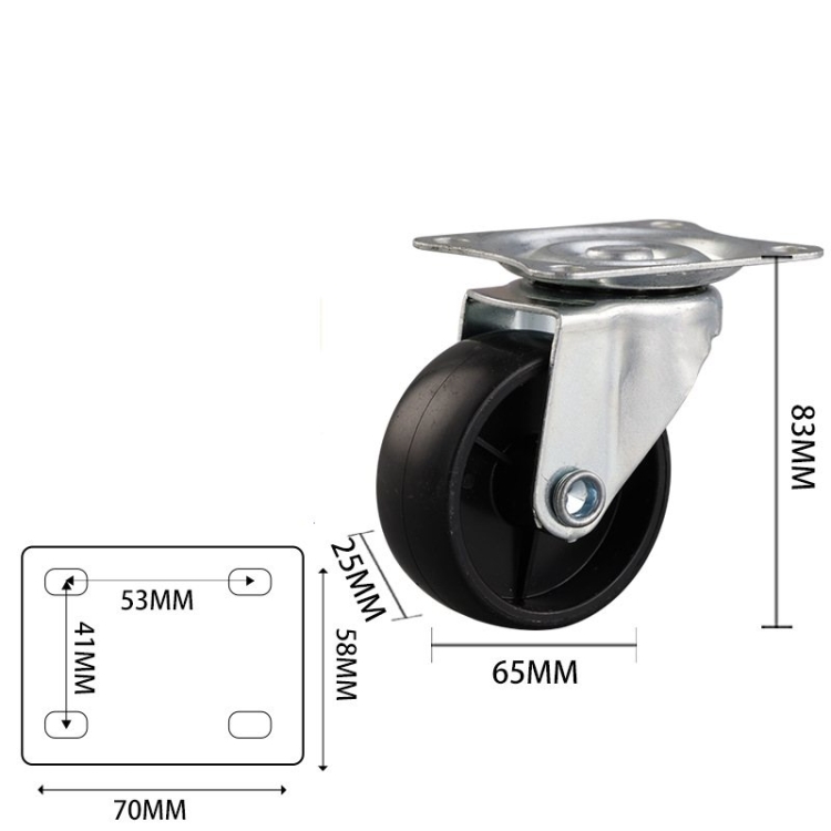 1.5-inch, 2-inch, 2.5-inch and 3-inch Black PP Furniture casters