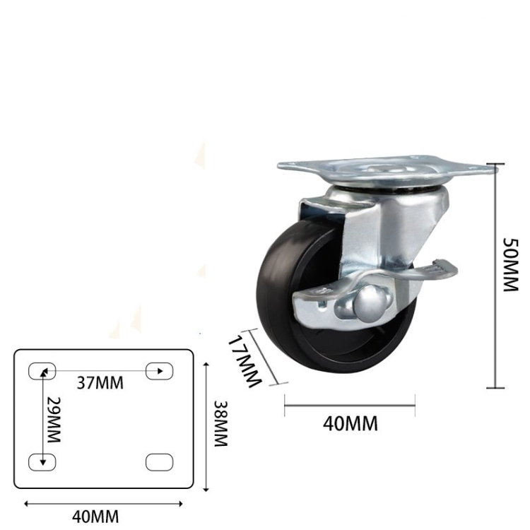1.5-inch, 2-inch, 2.5-inch and 3-inch Black PP Furniture casters